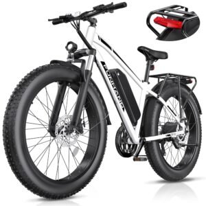Electric Bike for Adults, Peak 1000W Ebike, 25MPH 60Miles Electric Mountain Bike, 26" Fat Tire Adult Electric Bicycle with 48V 13AH Battery, Rear Rack, 7 Speed, Front...