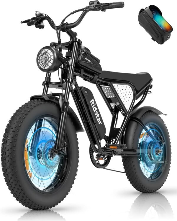 Electric Bike for Adults Q20, 2000/1500W, 37/30MPH,52V 40AH,48V/20AH E-Bike,30-180 Miles Electric Motorcycle, 20" Fat Tire Dirt Bike, UL2849 All Terrain for Mountains, Snow,...