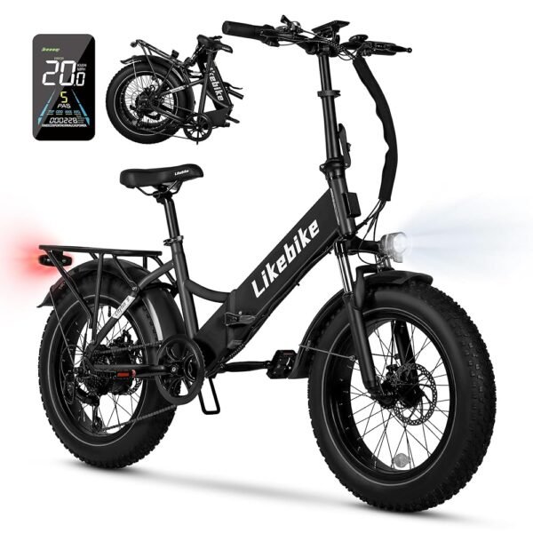 Folding Electric Bike 20" x 4.0 Fat Tire Electric Bicycle,48V Lithium Removable Battery,Peak 720W Folding Ebike for Adult,5 Pedal-Assist Levels& Large LCD Display,Step Through...