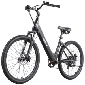 Gotrax 26" Electric Bike, Max Range 30Miles(Pedal-assist1) & 15.5/20Mph Power by 250/350W, 3 Riding Modes & Adjustable Seat, 7-Speed & Front Shock Absorber, Commuter Electric...