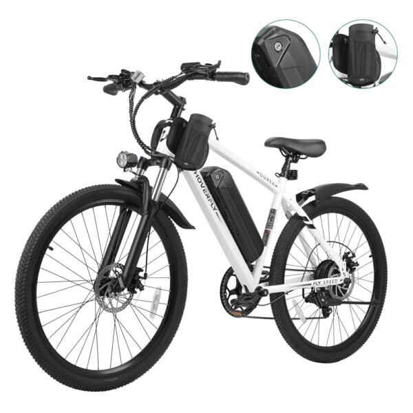 HOVERFLY OUREA Electric Bike 26", 750W Peak Motor Mountain Ebike, Up to 40 Miles 20MPH Removable Battery, 7-Speed and Shock Absorber, Electric Commuter Bike for Adults