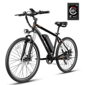 Jasion EB5 Electric Bike for Adults with Peak 500W Brushless Motor, 40Miles 20MPH Commuting Electric Mountain Bike with 360Wh Removable Battery, 7-Speed, 26" Tires and Front... Jasion EB5 Electric Bike for Adults with Peak 500W Brushless Motor, 40Miles 20MPH Commuting Electric Mountain Bike with 360Wh Removable Battery, 7-Speed, 26" Tires and Front...