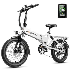 Jasion EB7 2.0 Adult Electric Bicycles, 28MPH Folding Electric Bike with 1200W Peak Motor, 55Miles Commute Ebikes for Adults 480WH Battery, Shock Absorber, Disc Brake, 20" *3.0...