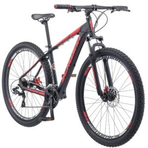 Schwinn Bonafide Men and Women Mountain Bike, Front Suspension, 24-Speed, 29-Inch Wheels, 17-Inch Aluminum Frame, Matte Black/Red Schwinn Bonafide Men and Women Mountain Bike, Front Suspension, 24-Speed, 29-Inch Wheels, 17-Inch Aluminum Frame, Matte Black/Red