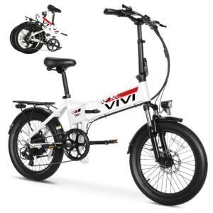 Vivi Electric Bike, 20" x 2.4 Fat Tire Folding Electric Bike Peak 750W Electric Bicycle, 22MPH Foldable Ebike with 48V Removable Battery, 7 Speed Commuter Ebike Cruise Control,...