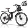 Vivi M026TGB Electric Bike 26" Electric Bike for Adults, Peak 750W Folding Electric Mountain Bike, 48V Removable Lithium Battery, 21 Speed, Top 22 Mph, Up to 50 Miles, Dual...