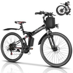Vivi M026TGB Electric Bike 26" Electric Bike for Adults, Peak 750W Folding Electric Mountain Bike, 48V Removable Lithium Battery, 21 Speed, Top 22 Mph, Up to 50 Miles, Dual...