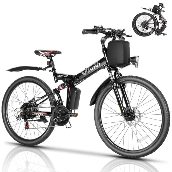 Vivi M026TGB Electric Bike 26" Electric Bike for Adults, Peak 750W Folding Electric Mountain Bike, 48V Removable Lithium Battery, 21 Speed, Top 22 Mph, Up to 50 Miles, Dual...