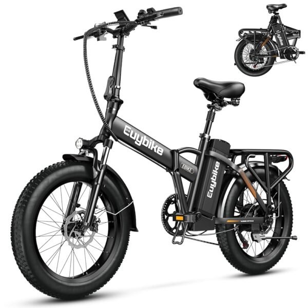 1000W Folding Electric Bike, 48V 20AH Large Removable Battery E Bike, 30+MPH, 80 Miles Max Range, 20" Fat Tire Electric Bike for Adults, Adult Electric Bicycles for Commute...
