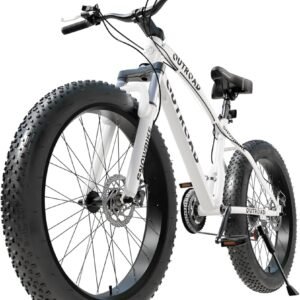 26 inch Fat/Normal Tire Mountain Bike, 21 Speed with Dual Front Suspension, Double Disc Brake and High Carbon Steel Frame Anti-Slip Bicycle, Mens and Womens