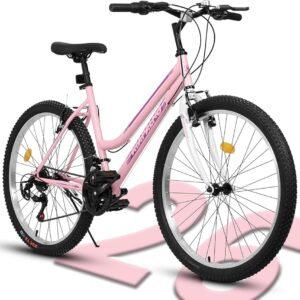 26 Inch Mountain Bike, 21 Speed Womens' Mens Birthday Gifts Bicycles, Female Bicycles V-Brake Outdoor Cycling Snow Commuting City Bike to School Work