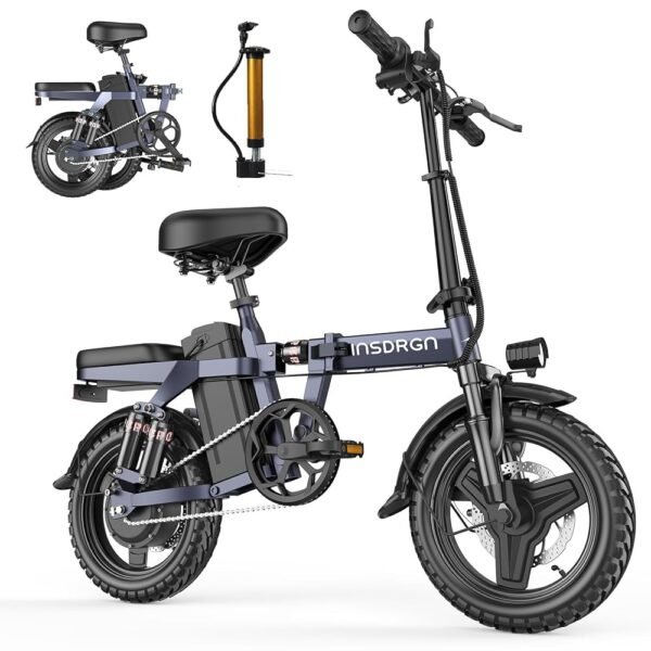A14 Electric Bike – Premium Adult E-Bike with AI-Powered Pedal Assist, 9 Shock Absorbers, 44.99% Brake Ratio, 500W Motor, Mini Folding Electric Bike, and 499Wh Removable Battery...