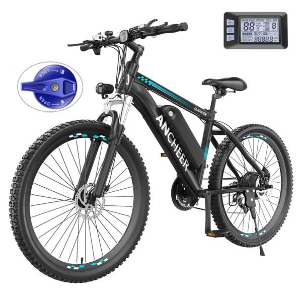 ANCHEER Electric Bike for Adults with 500W Motor[Peak 750W], 55Miles 22MPH Ebike with 48V 499Wh Battery, 3H Fast Charge, 26"/27.5" Gladiator Electric Mountain Bike, 21Speed, UL...