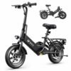 DYU Electric Bike for Adults Teens, Folding Electric Bicycle,Commuter City E-Bike with 350W Motor and 36V 7.5Ah Battery,3 Levels Assist, Dual Disc Brakes,14/16" Foldable ebike...
