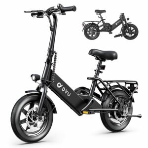 DYU Electric Bike for Adults Teens, Folding Electric Bicycle,Commuter City E-Bike with 350W Motor and 36V 7.5Ah Battery,3 Levels Assist, Dual Disc Brakes,14/16" Foldable ebike...