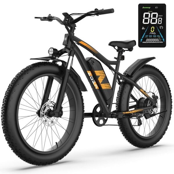 Electric Bike, 26" Fat Tire E Bike, 1500W Motor, 48V 14.5Ah Removable Electric Bike for Adults, 72 Miles & 28 mph, Electric Bicycle with 7 Speed and Dual Suspension