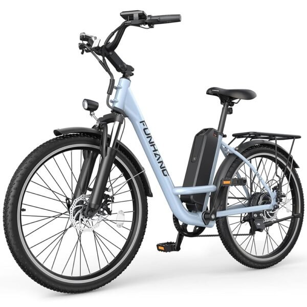 Electric Bike for Adults, 1000W Peak Ebike, 21.7MPH 50Miles City Cruiser Ebikes, 26" Step Thru Electric Bicycle with 48V Removable Battery, Adjustable Stem, Rear Rack, Front...