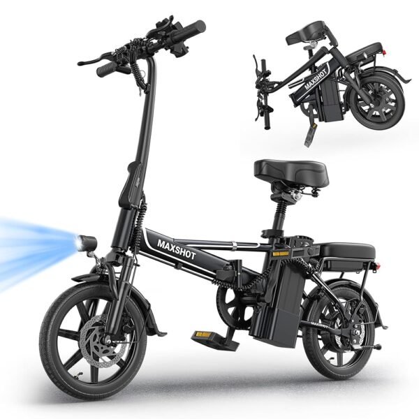 Electric Bike for Adults,14" Folding Ebike with Peak 750W Motor,Max 28/40 Miles Ranges up to 22 MPH.ebike with 499.2/749WH Removable Battery, Front & Rear Suspension