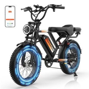 Electric Bike for Adults, 20" Fat Tire Electric Dirt Bike with 48V 15.6Ah Battery, 50-70 Miles Electric Motorcycle Ebikes, 1000 Peak Motor 31MPH Top Speed E-Bikes, 2 Seater,...