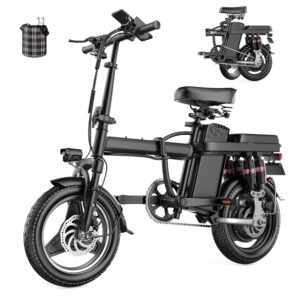 Electric Bike for Adults, Folding Ebike with Removable Battery, 700W Peak Motor, 25 Miles Range, 25 MPH Max, All Terrain Electric Bicycle with 14 x 2.12 Fat Tires