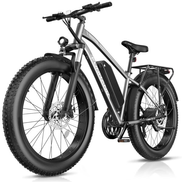 Electric Bike for Adults, Peak 1000W Ebike, 25MPH 60Miles Electric Mountain Bike, 26" Fat Tire Adult Electric Bicycle with 48V 13AH Battery, Rear Rack, 7 Speed, Front...