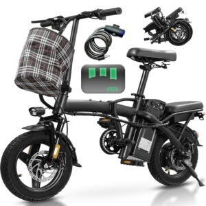 Electric Bike for Adults Teens, Folding E-Bike,Commuter City Foldable ebike with 560W Motor and 48V 10Ah Battery,24MPH Speed,3-Level Assist, Dual Disc Brakes,14" Compact... Electric Bike for Adults Teens, Folding E-Bike,Commuter City Foldable ebike with 560W Motor and 48V 10Ah Battery,24MPH Speed,3-Level Assist, Dual Disc Brakes,14" Compact...