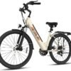 Electric Bike ZA02, 1200W Peak Motor, 26'' City Cruiser Ebike, 556Wh Removable Battery, Up to 65 Mi Range 22 MPH, 7-Speed and Front Suspension Electric Bike for Adults