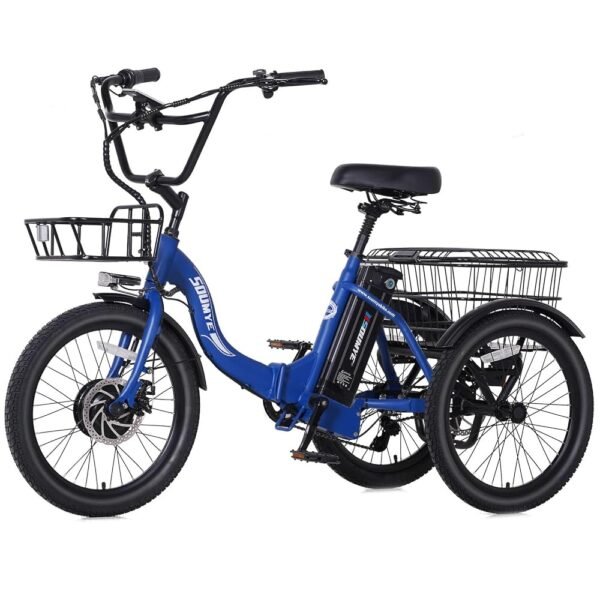 Electric Tricycle for Adults,20" Folding Electric Trike,3 Wheels Electric Bicycle Bikes, 350W Step-Thru Etrike with 374WH Removable Battery and Large Basket for Women Men
