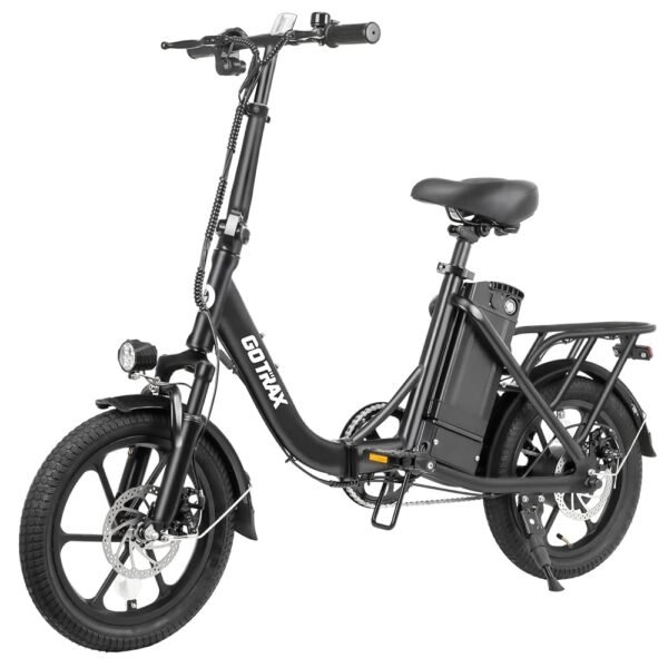 Gotrax 16" Folding Electric Bike, Max 28Miles Range(Pedal-Assist) & Speed 15.5Mph Power by Peak 500W, E-Bike with Removable Battery, Suspension & Adjustable Size, Commuter...