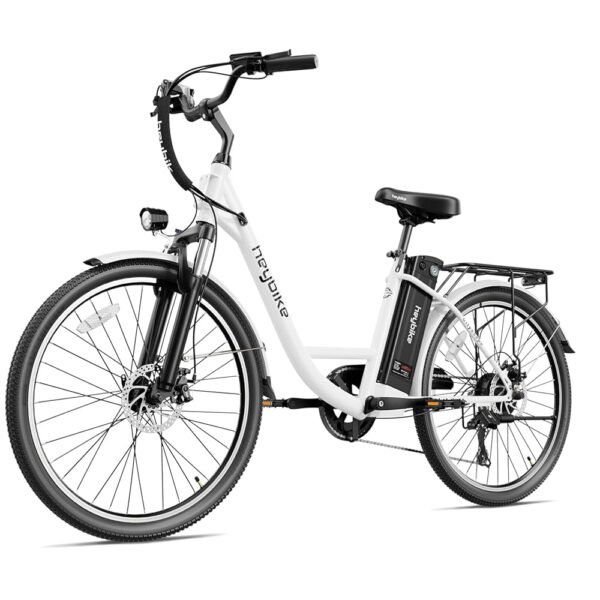 Heybike Cityscape Electric Bike 350W(Peak 500W) Electric City Cruiser Bicycle Up to 40 Miles Removable Battery, 7-Speed and Dual Shock Absorber, 26" Electric Commuter Bike for...