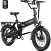Jasion EB7 2.0 Electric Bike for Adults, 1200W Peak Motor 28MPH Max Speed Folding Ebike, 48V 10AH Removable Battery, 20" Fat Tire with Dual Suspension, 7-Speed Electric...