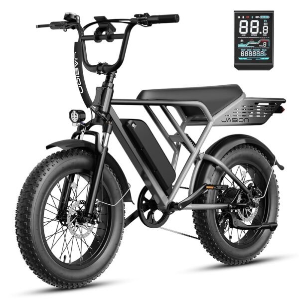 Jasion RetroVolt Electric Bike for Adults,【1500W Peak Motor & 30MPH & 70Miles】 Electric Dirt Bike,Dual Suspension Ebikes for Adults, 20" Fat Tire Ebike with 48V 13Ah Battery...