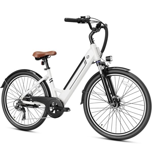 Jasion YC1/ST 26" Electric Bike, 750W Peak Motor, Step-Through Ebike for Adults, 360WH Removable Battery, Up to 40miles, Max 23MPH Urban Commuter E-Bike, 7 Speeds & Front...