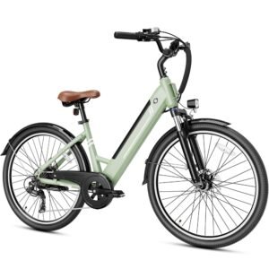 Jasion YC1/ST Electric Bike for Adults, Up to 23Mph, 750W Peak Motor Ebike, Range Up to 40Miles, 360WH Removable Battery, 26" E-Bike with 7 Speeds & Front Suspension for...