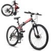 Ktaxon Folding Mountain Bike 21-Speed Adult Bikes 26 Inch Bike with High Carbon Steel Frame, Double-Kill Disc Brake System, Thickened Shock-Absorbing Front Fork Ktaxon Folding Mountain Bike 21-Speed Adult Bikes 26 Inch Bike with High Carbon Steel Frame, Double-Kill Disc Brake System, Thickened Shock-Absorbing Front Fork