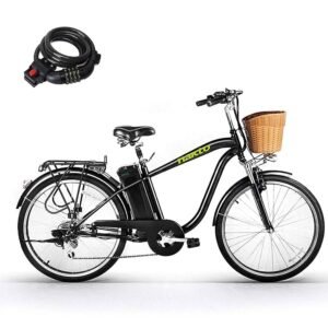 NAKTO Electric Bike for Adults, 500W Motor Peak Ebike with Basket, 26" Step Thru Electric Bicycle with 36V 12AH Removable Battery, 20MPH 30Miles Ebikes for Adults, UL 2849...