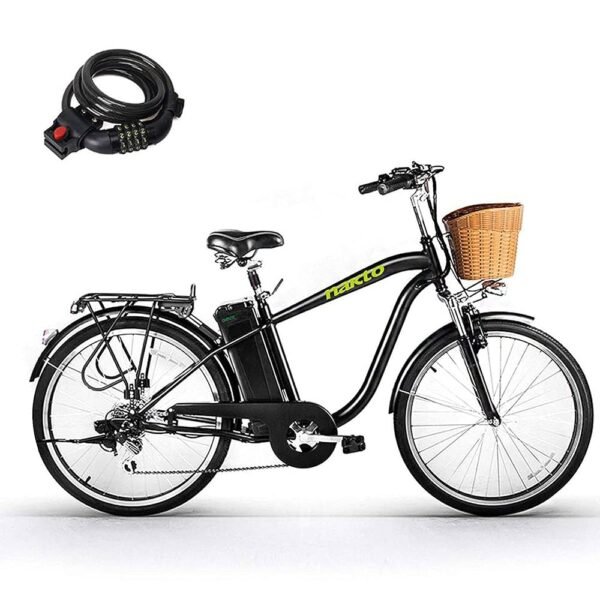 NAKTO Electric Bike for Adults, 500W Motor Peak Ebike with Basket, 26" Step Thru Electric Bicycle with 36V 12AH Removable Battery, 20MPH 30Miles Ebikes for Adults, UL 2849...