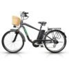 NAKTO Electric Bike for Adults Peak 500W Electric Bicycle with Basket Up to 24MPH 48 Miles City Commuter Ebike UL Certified High Brushless Motor, Speed Gear, Front Fork Suspension