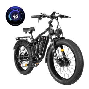 Peak 5000W-Electric-Bike for Adults-Men, Dual-Motor-Ebike 40-46MPH-Hunting-Ebike, 52V 30AH Long Range Dirtbike, 26" Fat-Tire-Electric-Bicycle, Full Suspension Mountain Bike for...
