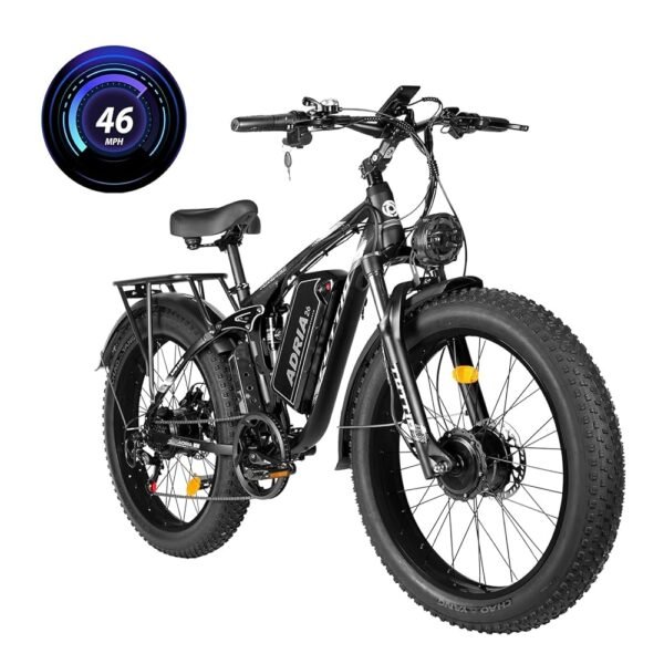 Peak 5000W-Electric-Bike for Adults-Men, Dual-Motor-Ebike 40-46MPH-Hunting-Ebike, 52V 30AH Long Range Dirtbike, 26" Fat-Tire-Electric-Bicycle, Full Suspension Mountain Bike for...