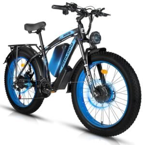 PHILODO Electric Bike for Adults, 48V 26Ah Fat Tire Ebike Dual Motor AWD 3000W Peak 35MPH Electric Bicycles 21-Speed with Ignition Lock Hydraulic Disc Brake