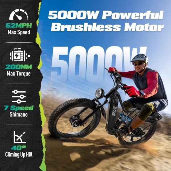 Review the EcoE 5000W Dual Motor Electric Bike for Unmatched Speed and Performance