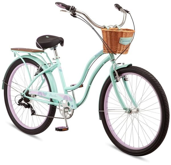 Schwinn Perla Cruiser Bike, 26 Inch Bike for Women and Men, 7-Speed Beach Cruiser Bicycle, Linear Pull Brakes, Comfortable Quilted Seat, Upright Riding Position, Adult Bicycle Schwinn Perla Cruiser Bike, 26 Inch Bike for Women and Men, 7-Speed Beach Cruiser Bicycle, Linear Pull Brakes, Comfortable Quilted Seat, Upright Riding Position, Adult Bicycle