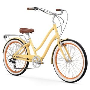 sixthreezero EVRYjourney Women's Steel Beach Cruiser Bike, Step Through Hybrid Bicycle, 26 Inch Wheels, Multiple Speed Options and Colors