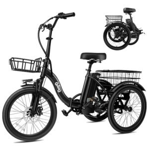Triker Electric Bike, Peak 750W Brushless Motor Folding Trike Ebike, 468Wh Removable Battery, Step-Thru 3 Wheel Electric Bicycle, Up to 50 Miles, 20 Tire Tricycle for Adults