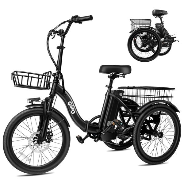 Triker Electric Bike, Peak 750W Brushless Motor Folding Trike Ebike, 468Wh Removable Battery, Step-Thru 3 Wheel Electric Bicycle, Up to 50 Miles, 20 Tire Tricycle for Adults