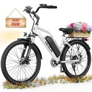 VARUN Electric Bike - 500W Electric Bicycle Up to 40Miles, 48V Removable Battery, Shock Absorber, 7-Speed and Dual Disc Brakes,Stylish 26" Cruiser E-Bike Suitable for Commuting