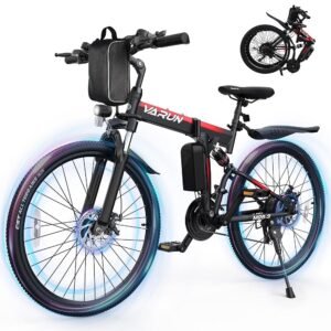 VARUN Folding Electric Bike - Peak 750W Motor Foldable Moutain Electric Bike, Folding E Bike with 48V Removable Battery, Up to 20+MPH 50 Miles, 21-Speed Gears & Dual Hydraulic...