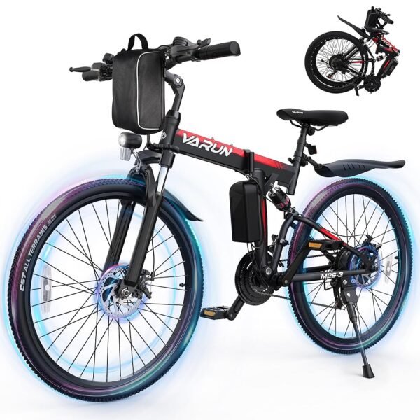 VARUN Folding Electric Bike - Peak 750W Motor Foldable Moutain Electric Bike, Folding E Bike with 48V Removable Battery, Up to 20+MPH 50 Miles, 21-Speed Gears & Dual Hydraulic...