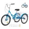 VEVOR Folding Adult Tricycle, 24-Inch Adult Folding Trikes, Carbon Steel 3 Wheel Cruiser Bike with Large Basket & Adjustable Seat, Shopping Picnic Foldable Tricycles for Women,...